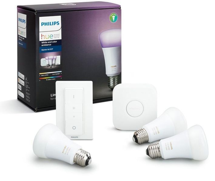 Стартовий комплект Philips Hue White (Bridge, Dimmer, лампа E27 White 3шт) RC_929001821620 фото