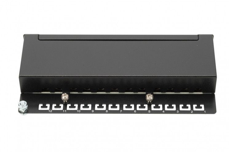 Патч-панель DIGITUS САТ 6A STP, настольная, 12 портов, собранная, черная RC_DN-91612SD-EA фото