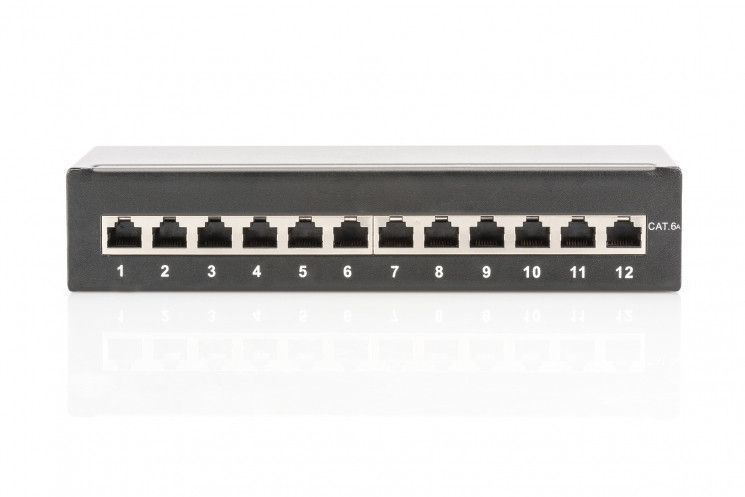 Патч-панель DIGITUS САТ 6A STP, настольная, 12 портов, собранная, черная RC_DN-91612SD-EA фото