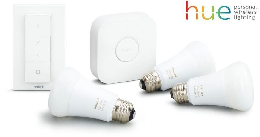 Стартовий комплект Philips Hue White (Bridge, Dimmer, лампа E27 White 3шт) RC_929001821620 фото