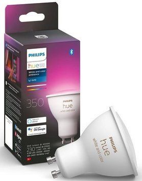 Лампа умная Philips Hue GU10, 5.7W(50Вт), 2000K-6500K, RGB, ZigBee, Bluetooth, дымирование RC_929001953111 фото