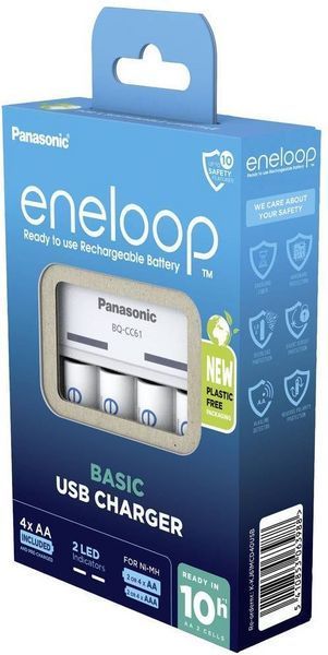 Зарядное устройство Basic Charger USB + Аккумулятор Eneloop NI-MH AA 2000 мАч, 4 шт. Panasonic RC_K-KJ61MCD40USB фото