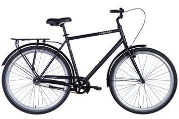 Велосипед сталь 28 Dorozhnik COMFORT MALE Velosteel frame-22 чорний (матовий) з багажником задн St з крилом St 2024 VT_OPS-D-28-375 фото