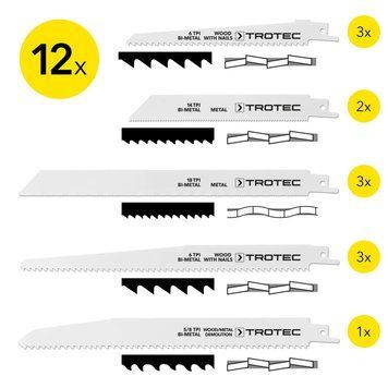 Набір пиляльних полотен для пили шабельної Trotec 12 pieces Wood/Metal Set (6215001210) DS_DAS302824 фото