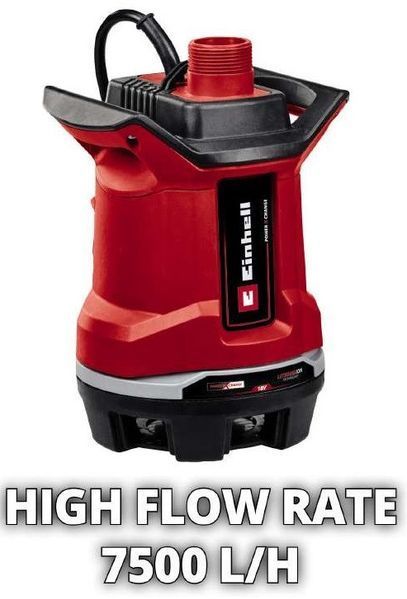 Насос дренажный EInhell GE-DP 18/25 Li - Solo, PXC, аккумуляторный, 18В, 7500 л&bull;ч, высота 5м, глубина 4м, (без RC_4181580 фото