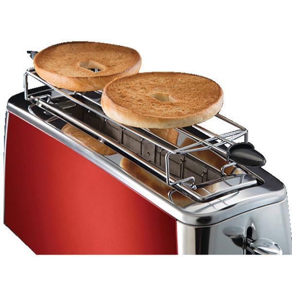 Тостер Russell Hobbs Luna Solar 1420Вт, довгі слоти, підігрів, розморожування, метал, червоний RC_23250-56 фото