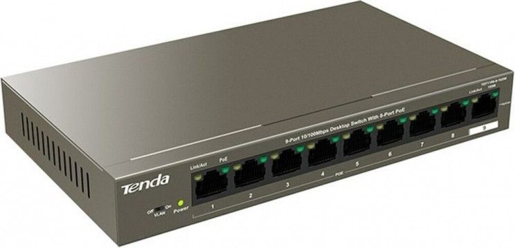 Комутатор TENDA TEF1109P-8-102W 8xFE PoE, 1xGE Uplink RC_TEF1109P-8-102W фото