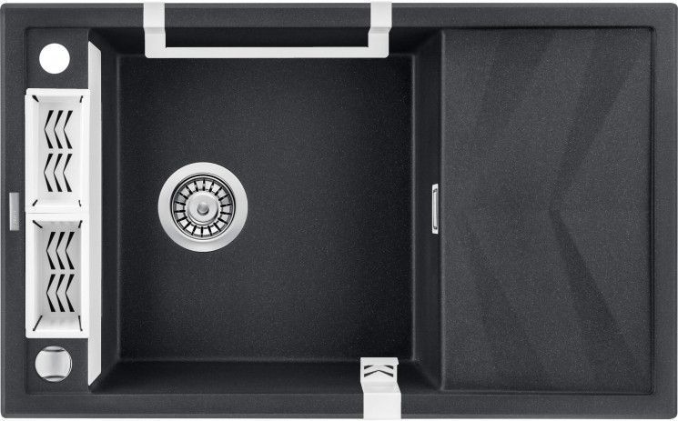 Мийка кухонна Deante Magnetic, граніт, прямокутник, з крилом, 820х500х219мм, чаша &ndash; 1, накладна RC_ZRM_G113 фото