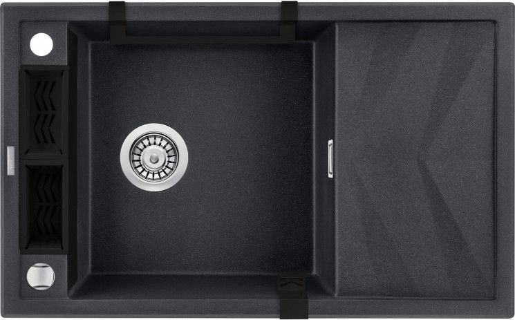 Мийка кухонна Deante Magnetic, граніт, прямокутник, з крилом, 820х500х219мм, чаша &ndash; 1, накладна RC_ZRM_G113 фото