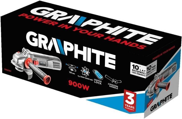 Шліфмашина кутова GRAPHITE 125мм 900Вт 12000об/хв 1.8кг RC_59G187 фото