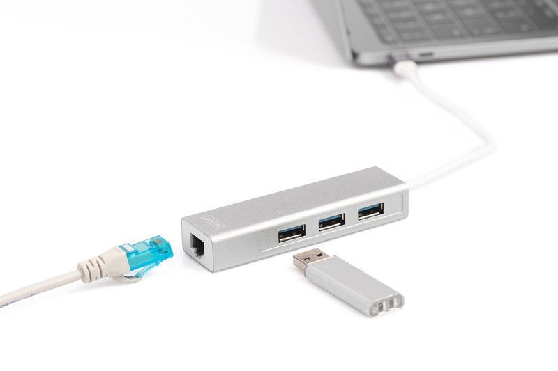 Концентратор DIGITUS DIGITUS USB-C - USB 3.0 3 Port Hub + Gigabit Ethernet RC_DA-70255 фото