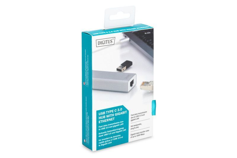 Концентратор DIGITUS DIGITUS USB-C - USB 3.0 3 Port Hub + Gigabit Ethernet RC_DA-70255 фото