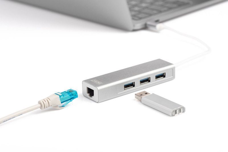 Концентратор DIGITUS DIGITUS USB-C - USB 3.0 3 Port Hub + Gigabit Ethernet RC_DA-70255 фото