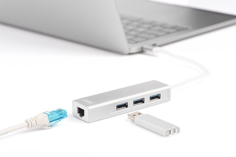 Концентратор DIGITUS DIGITUS USB-C - USB 3.0 3 Port Hub + Gigabit Ethernet RC_DA-70255 фото
