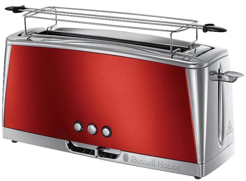 Тостер Russell Hobbs Luna Solar 1420Вт, довгі слоти, підігрів, розморожування, метал, червоний RC_23250-56 фото