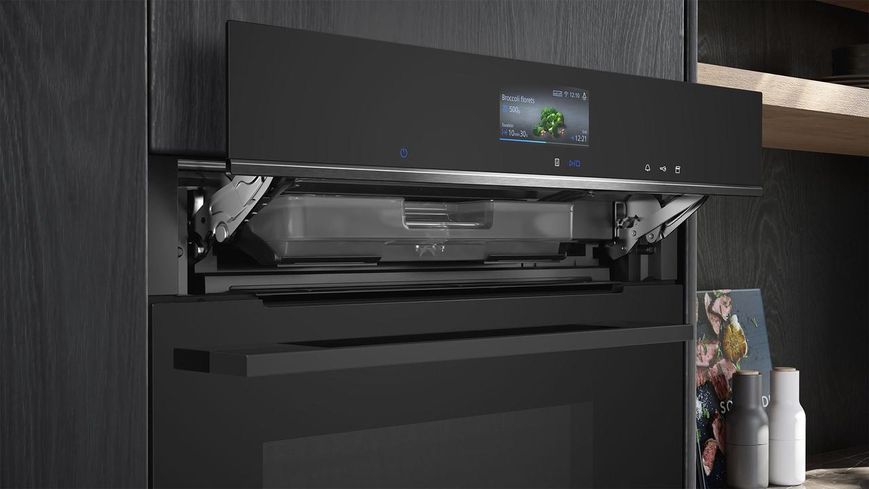Духова шафа Siemens електрична, 71л, A+, пара, дисплей, конвекція, чорний RC_HS736G3B1 фото