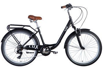 Велосипед сталь 26 Dorozhnik LUX AM Vbr трещотка рама-17" черный (матовый) с багажником задн St с крылом St VT_OPS-D-26-246 фото
