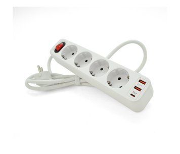 Удлинитель HOCO NS1 на 4 розетки + 3 USB 18W 220В White U_27103 фото