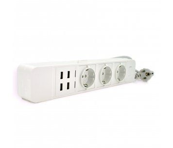 Мережевий фільтр з керуванням через WiFi, 3 Розетки + 4 USB, 2 м, перетин 3х0, 75мм, Black/White, Box U_17464 фото
