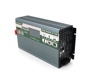Інвертор напруги Demuda DMDPSW-2000W, 12V/220V, 2000W з правильною синусоїдою, 2 універсальні розетки, 2 USB, U_29157 фото