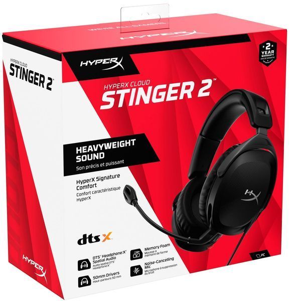 Ігрова гарнітура HyperX Cloud Stinger 2, mini-jack/dual 3.5мм, 2м/0.15м, чорний RC_519T1AA фото