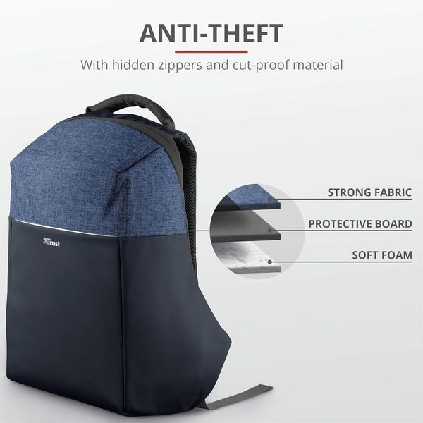 Рюкзак Nox Anti-theft 16" BLUE Trust RC_23307_TRUST фото
