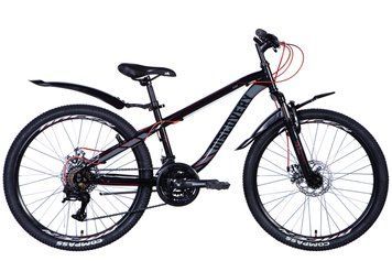 Велосипед сталь 24" Discovery FLINT AM DD рама-13" чорний з крилом Pl 2024 VT_OPS-DIS-24-328 фото