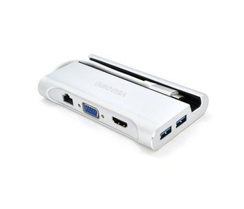 Хаб-конвертор VEGGIEG TC07-S Type-C (папа) на Type-C(мама) + USB3.0*3(мама) + HDMI(мама) + SD/TF, 10см, U_19909 фото