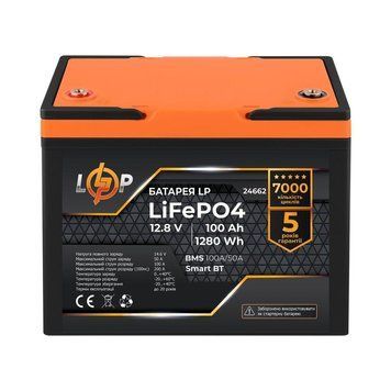 Акумулятор LogicPower LiFePO4 12,8V - 100 Ah (1280Wh) (BMS 100A/50А) пластик Smart BT LP_24662 фото