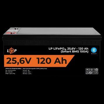 Аккумулятор LP LiFePO4 25,6V - 120 Ah (3072Wh) (Smart BMS 100А) с BT пластик для ИБП LP_22424 фото