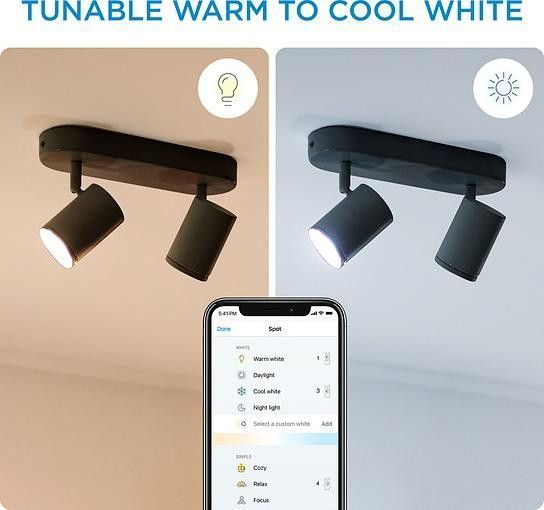 Светильник точечный накладной умный WiZ IMAGEO Spots, 2х5W, 2200-6500K, RGB, Wi-Fi, черный RC_929002659101 фото