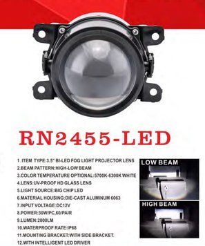 Фари дод. модель Renault/HD/NS/MB/SZ Cars/RN2455-LED/12V2х30W/High-Low/ел.проводка OL_00000061833 фото