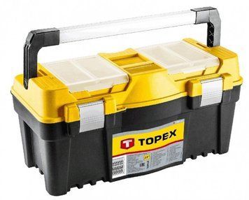 Ящик для инструмента TOPEX, 25", с лотками, алюминиевая ручка, 60х29х33 см RC_79R129 фото