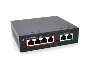 Коммутатор Merlion 4 POE 10/100+2 RJ45 10/100 встроенный блок питания 52V 1 05A U_26492 фото