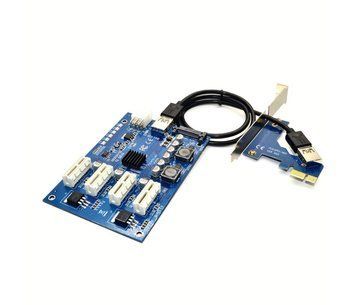 Сплиттер-разветвитель-хаб PCI-e x 1 на 3 порта х 1, BOX U_11083 фото