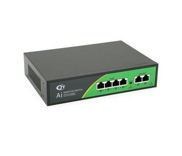 POE комутатор Voltronic JY-1006B 4 POE 10/100 + 2 RJ45 10/100 + вбудований блок живлення 52V 1.38A U_20955 фото