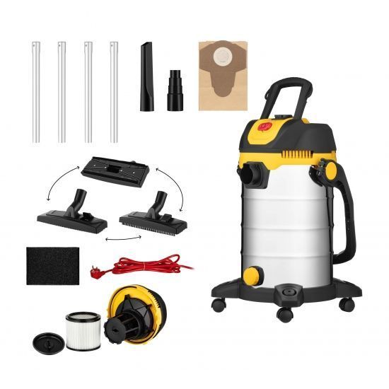 Пылесос профессиональный 2E PowerClean 30S 1200Вт 17кПа контейнер 30л розетка 220В/2000Вт влажная/сухая уборка функция воздуходувки IPX4 6.3кг RC_2E-VC3012SSD фото