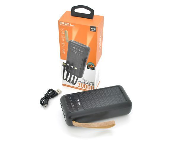 Повербанк ACL PW-61 30000mAh, SOLAR, Type-C/Lighting/Micro/USB, Black, Box U_37710 фото