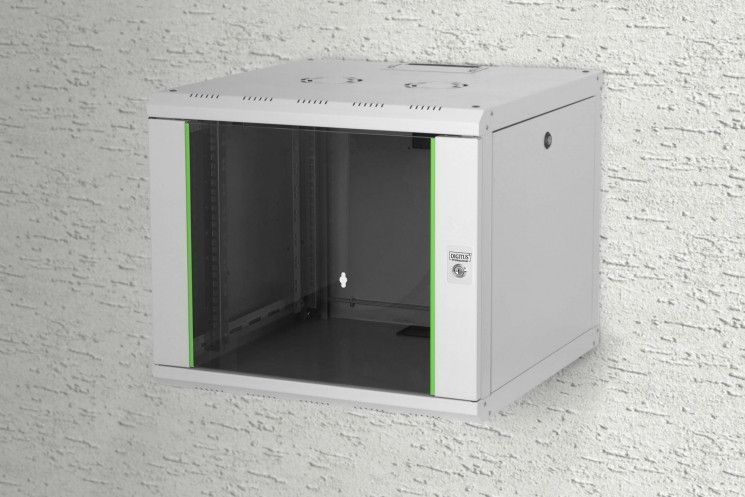 Шафа DIGITUS 19", 9U, 600x600 мм, Wall Mounting Unique, сіра RC_DN-1909U-6/6 фото