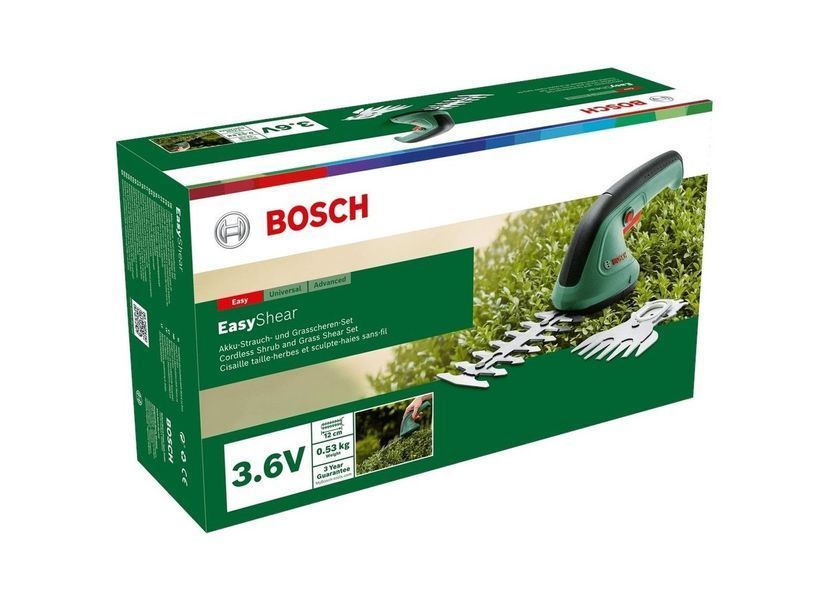 Кущоріз акумуляторний Bosch EasyShear 3.6В акб 1х1.5А RC_0.600.833.303 фото