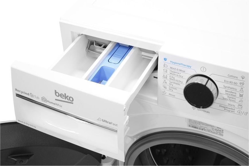 Стирально-сушильная машина Beko фронтальная, 9(6)кг, 1400, D, 60см, дисплей, белый RC_B5DFT59447W фото