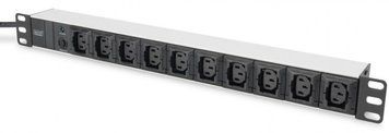 Блок розеток Digitus 1U, 10xC13, 10A, 250V, предохранитель, вилка C14 RC_DN-95404 фото