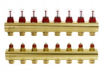 Колектор Danfoss FHF 8+8 з ротаметрами, латунний RC_088U0528 фото