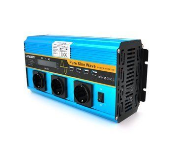 Інвертор напруги LY5000W (DC:2500W) 12/230V з правильною синусоїдою 3 Shuko 4*USB (DC:5V/2A) клеми+ дроти U_28530 фото