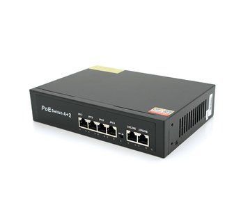 Комутатор POE 48V з 4 портами POE 100 Мбіт + 2 порт Ethernet (UP-Link) 100 Мбіт корпус &mdash; метал Black БЖ U_16515 фото