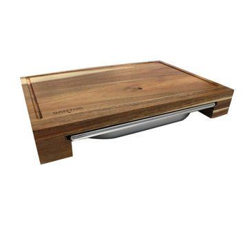 Обробна дошка з піддоном SANTOS, акація, нержавіюча сталь, 43 x 7 x 28 см 899249 GR_011554 фото