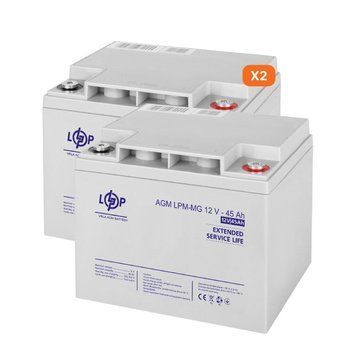 Комплект з двох акумуляторних мультигелевих батарей для ДБЖ 12V 90Ah (45Ah + 45Ah) 1080Wh LP_23198 фото