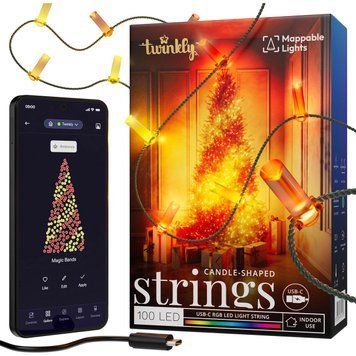 Гірлянда Smart LED Twinkly Strings Candle RGB 100 IP20 6м USB-C кабель зелений Twinkly RC_TWKC100RGB-G фото