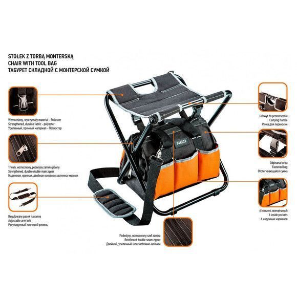 Складной табурет с монтерской сумкой NEO Tools 84-306 RC_84-306 фото