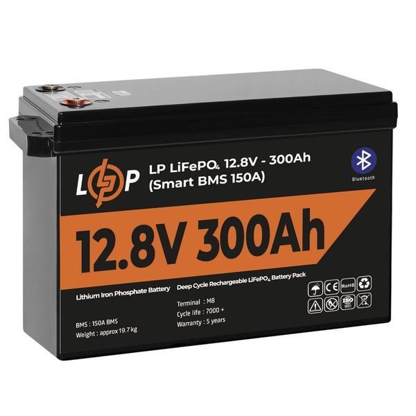 Акумулятор LP LiFePO4 12,8V - 300 Ah (3840Wh) (Smart BMS 200А) з BT пластик LP_30383 фото